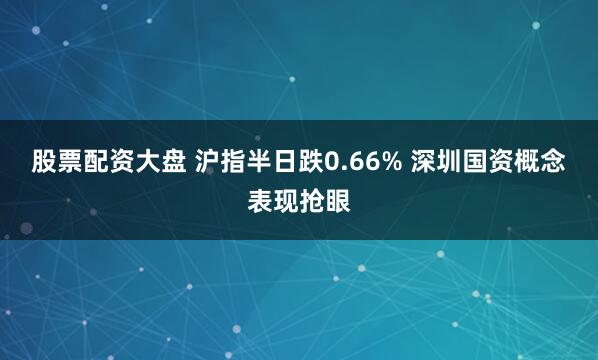 股票配资大盘 沪指半日跌0.66% 深圳国资概念表现抢眼